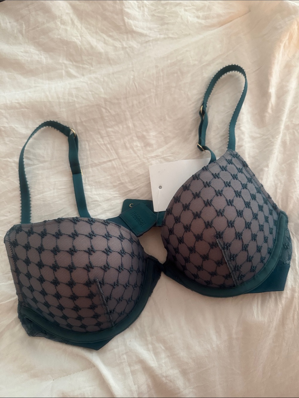 Wolford Teal Lace-Pattern Underwire Bra